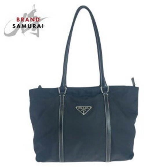 Prada Tessuto triangular black nylon leather Shoulder Bag - Picture 1 of 9
